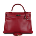 Hermes Ghillies Kelly Retourne 35 Rubis Tadelakt Permabrass Hardware - Exclusu