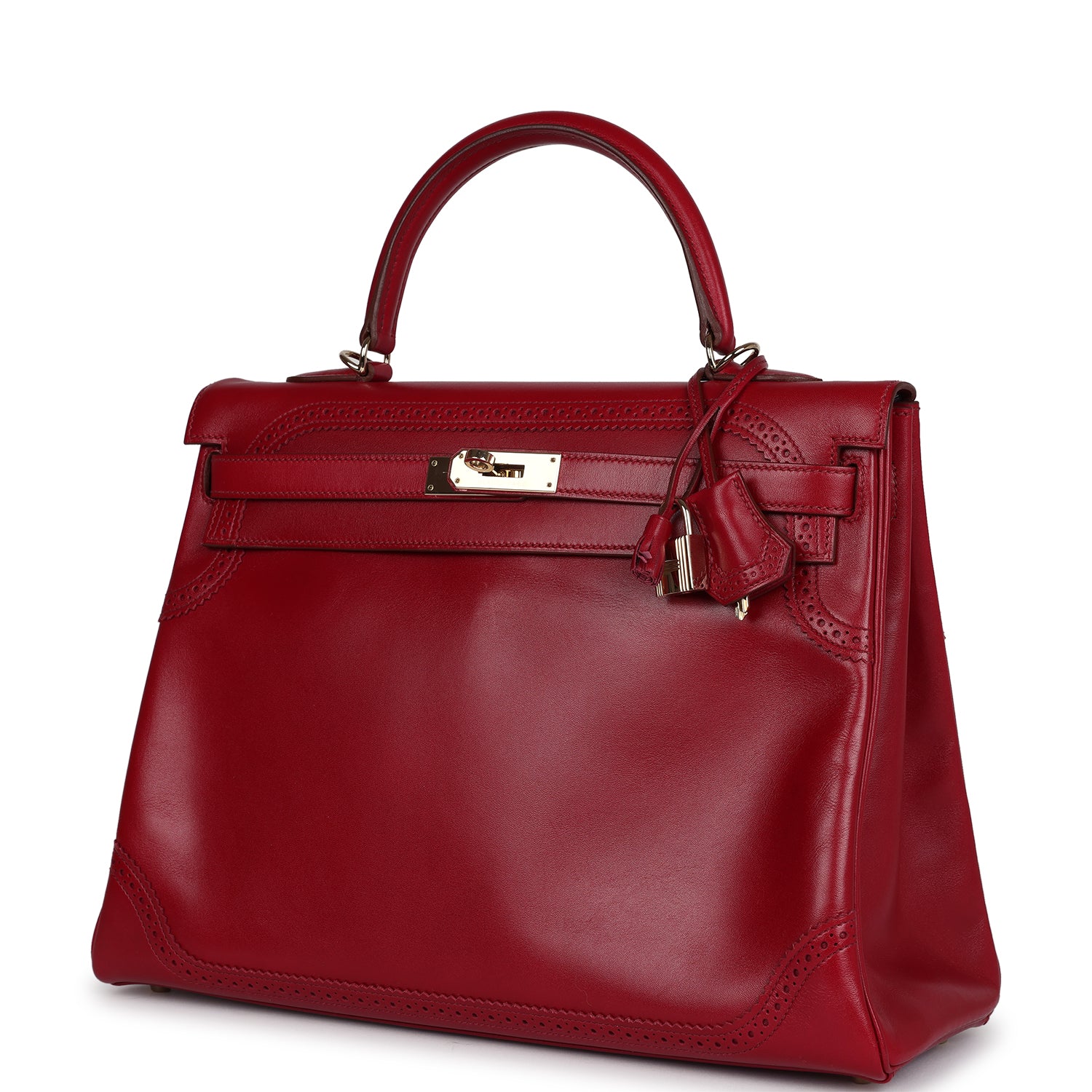 Hermes Ghillies Kelly Retourne 35 Rubis Tadelakt Permabrass Hardware - Exclusu