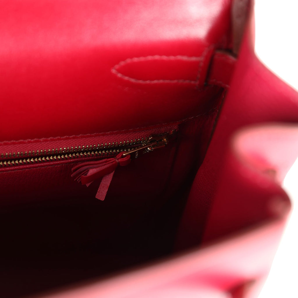 Hermes Ghillies Kelly Retourne 35 Rubis Tadelakt Permabrass Hardware - Exclusu
