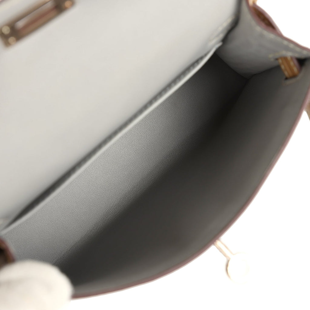 Hermes Special Order (HSS) Kelly Sellier 20 Gris Perle and Kraft Matte Alligator Permabrass Hardware - Exclusu