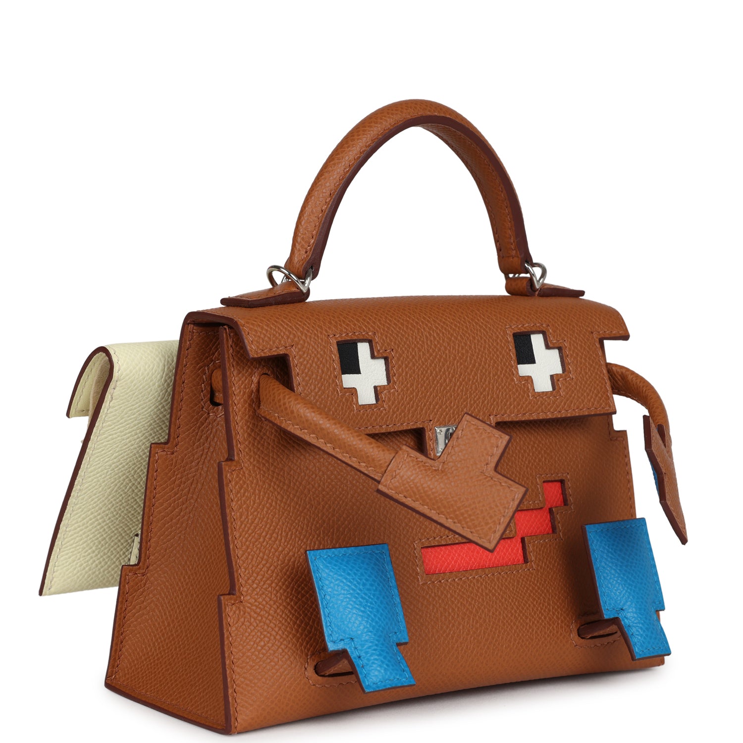 Hermes 'Quelle Idolle' Picto Kelly Doll Gold, Bleu Zanzibar, Jaune Milton and Orange Field Epsom/Swift Palladium Hardware - Exclusu