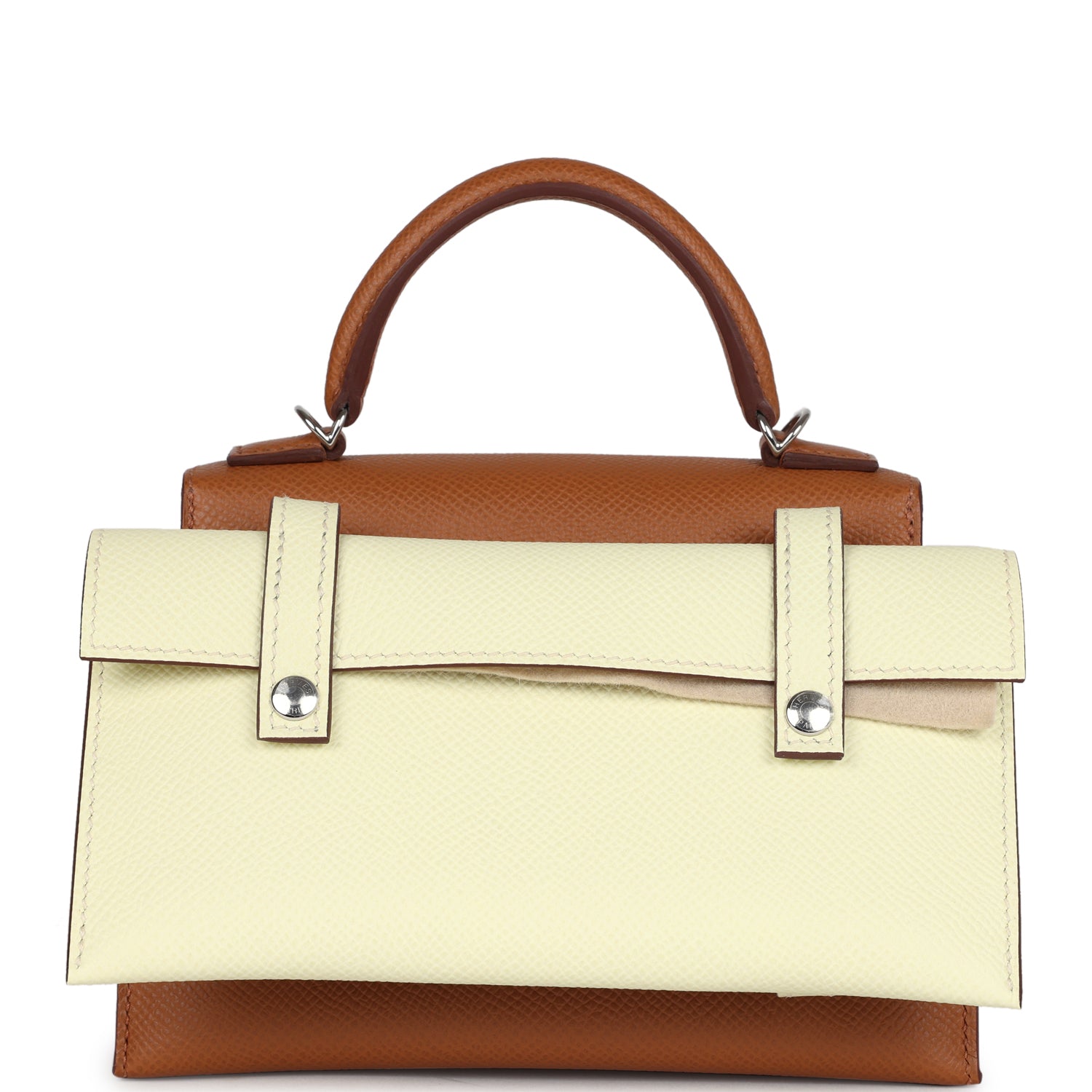 Hermes 'Quelle Idolle' Picto Kelly Doll Gold, Bleu Zanzibar, Jaune Milton and Orange Field Epsom/Swift Palladium Hardware - Exclusu