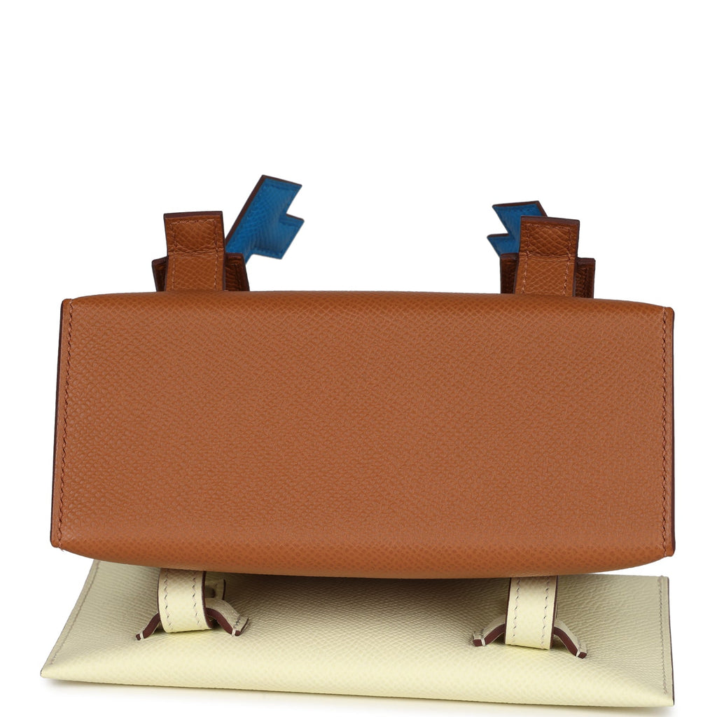 Hermes 'Quelle Idolle' Picto Kelly Doll Gold, Bleu Zanzibar, Jaune Milton and Orange Field Epsom/Swift Palladium Hardware - Exclusu