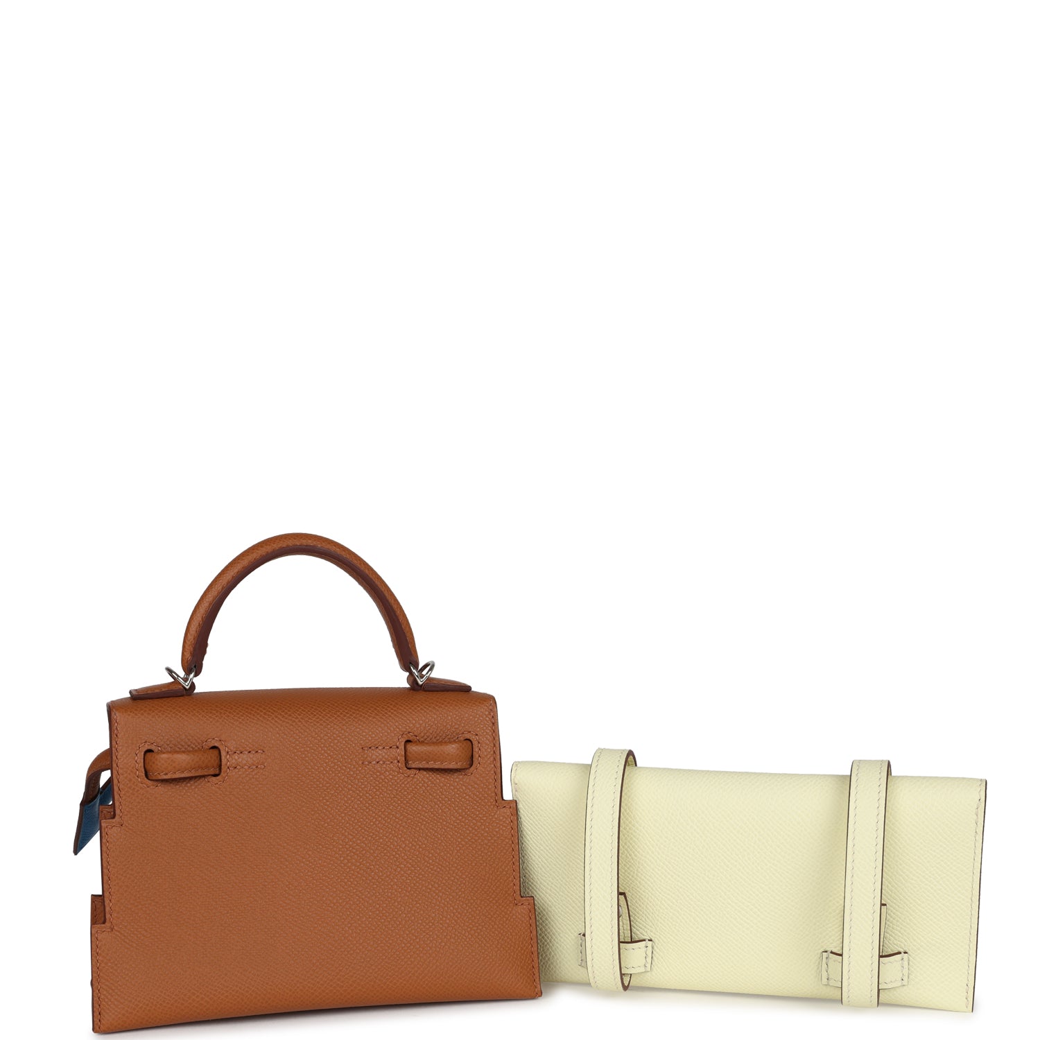 Hermes 'Quelle Idolle' Picto Kelly Doll Gold, Bleu Zanzibar, Jaune Milton and Orange Field Epsom/Swift Palladium Hardware - Exclusu