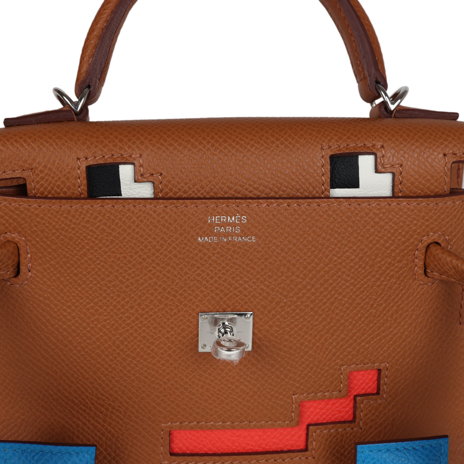 Hermes 'Quelle Idolle' Picto Kelly Doll Gold, Bleu Zanzibar, Jaune Milton and Orange Field Epsom/Swift Palladium Hardware - Exclusu