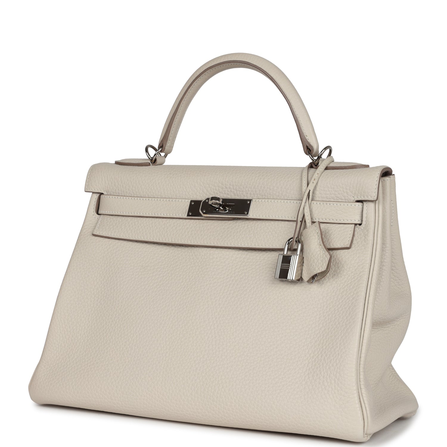 Hermes Kelly Retourne 32 Craie Togo Palladium Hardware - Exclusu