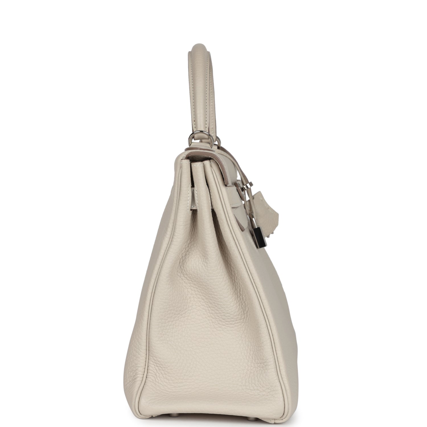 Hermes Kelly Retourne 32 Craie Togo Palladium Hardware - Exclusu