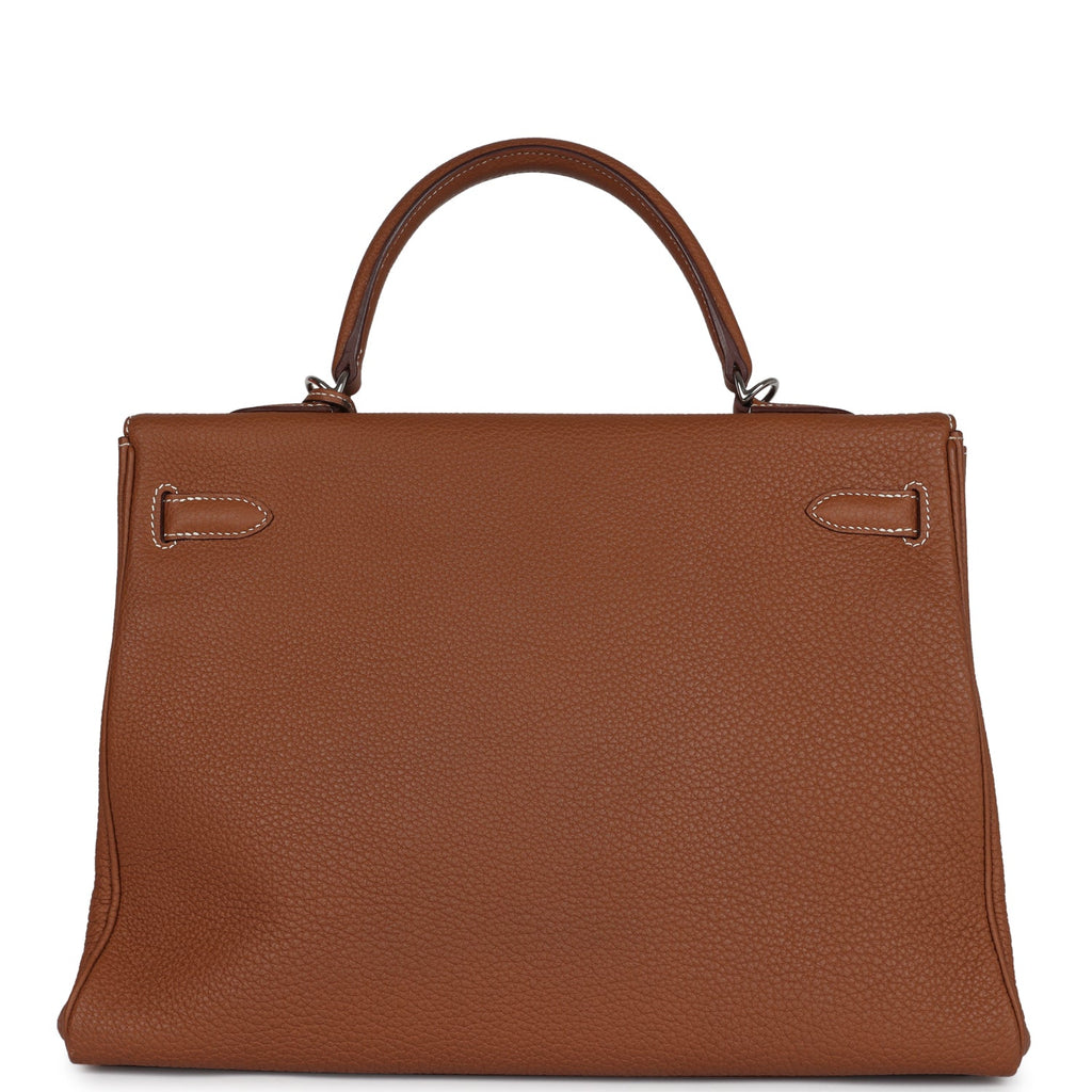 Hermes Kelly Retourne 35 Gold Togo Palladium Hardware - Exclusu