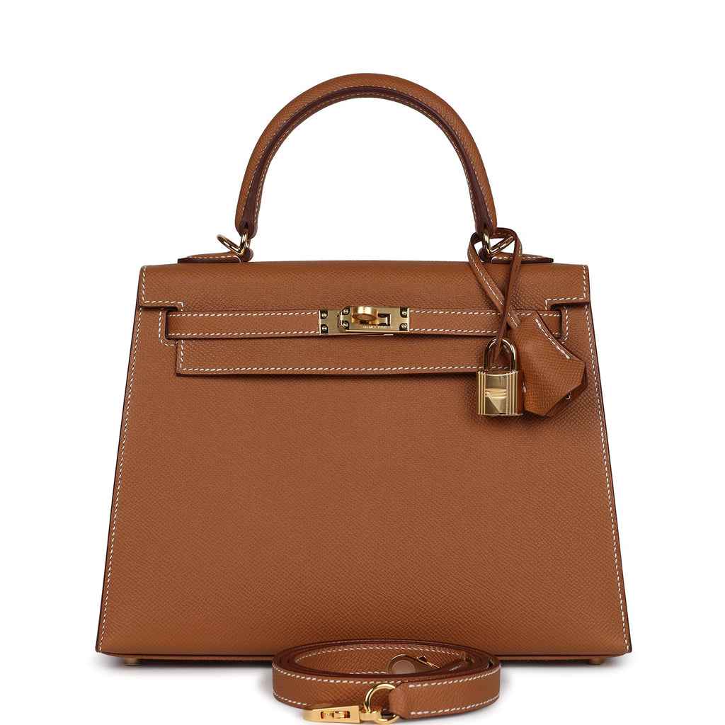 Hermes Kelly Sellier 25 Gold Epsom Gold Hardware - Exclusu