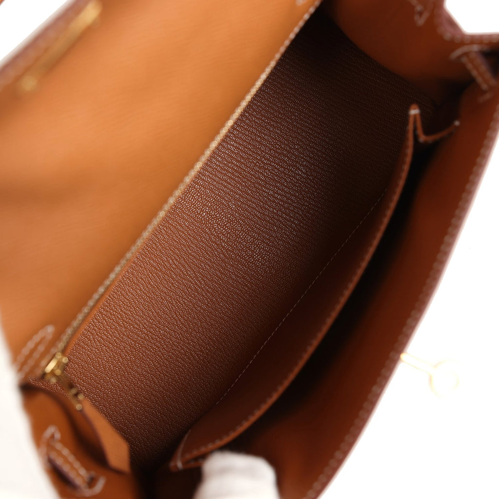 Hermes Kelly Sellier 25 Gold Epsom Gold Hardware - Exclusu