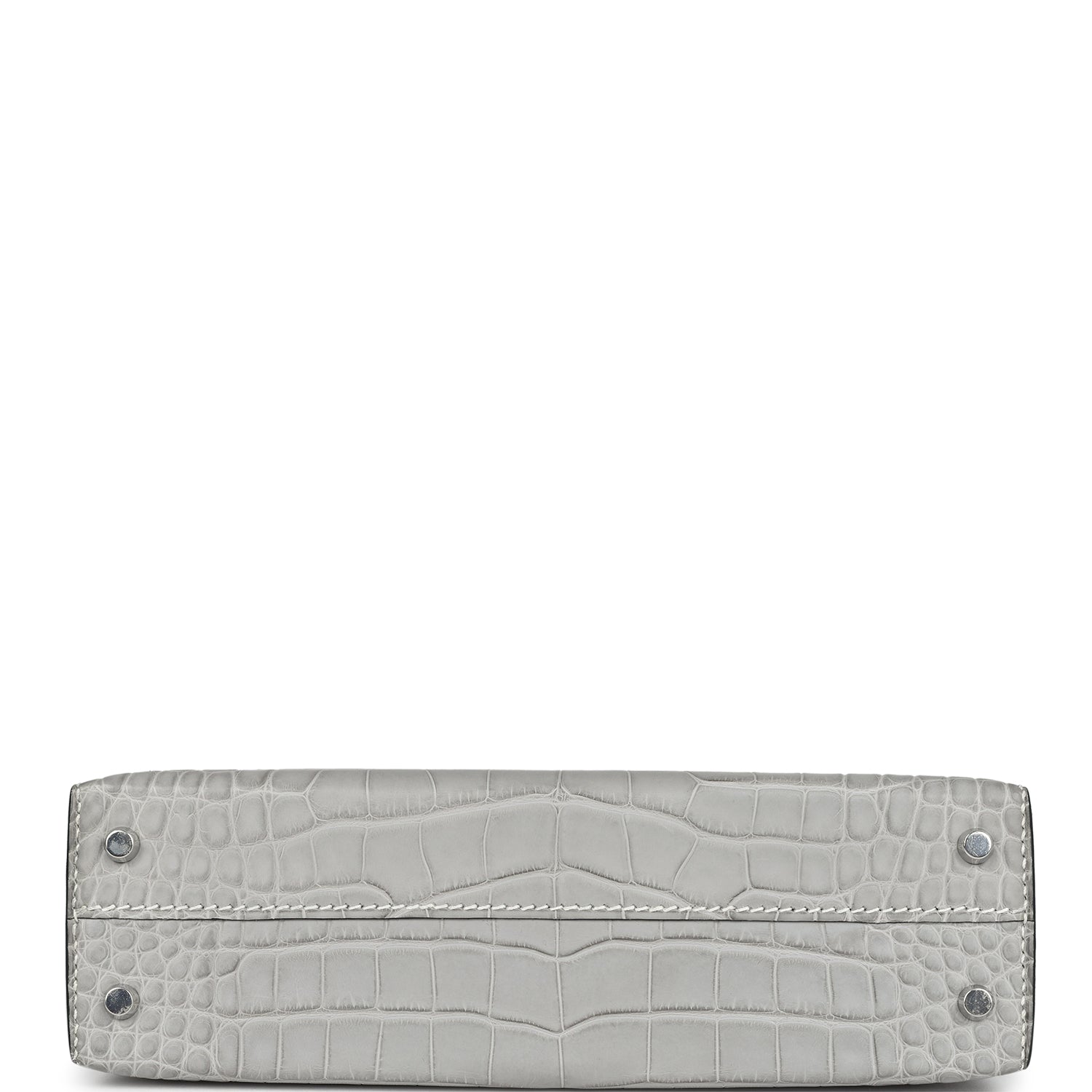 Hermes Special Order (HSS) Kelly Sellier 20 Gris Perle and Black Matte Alligator Palladium Hardware - Exclusu