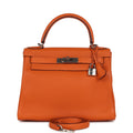 Hermes Special Order (HSS) Kelly Retourne 28 Orange Togo Palladium Hardware - Exclusu