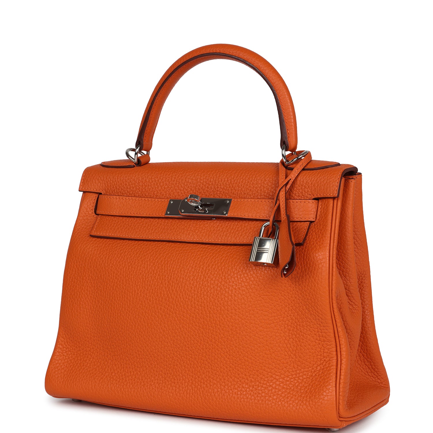 Hermes Special Order (HSS) Kelly Retourne 28 Orange Togo Palladium Hardware - Exclusu