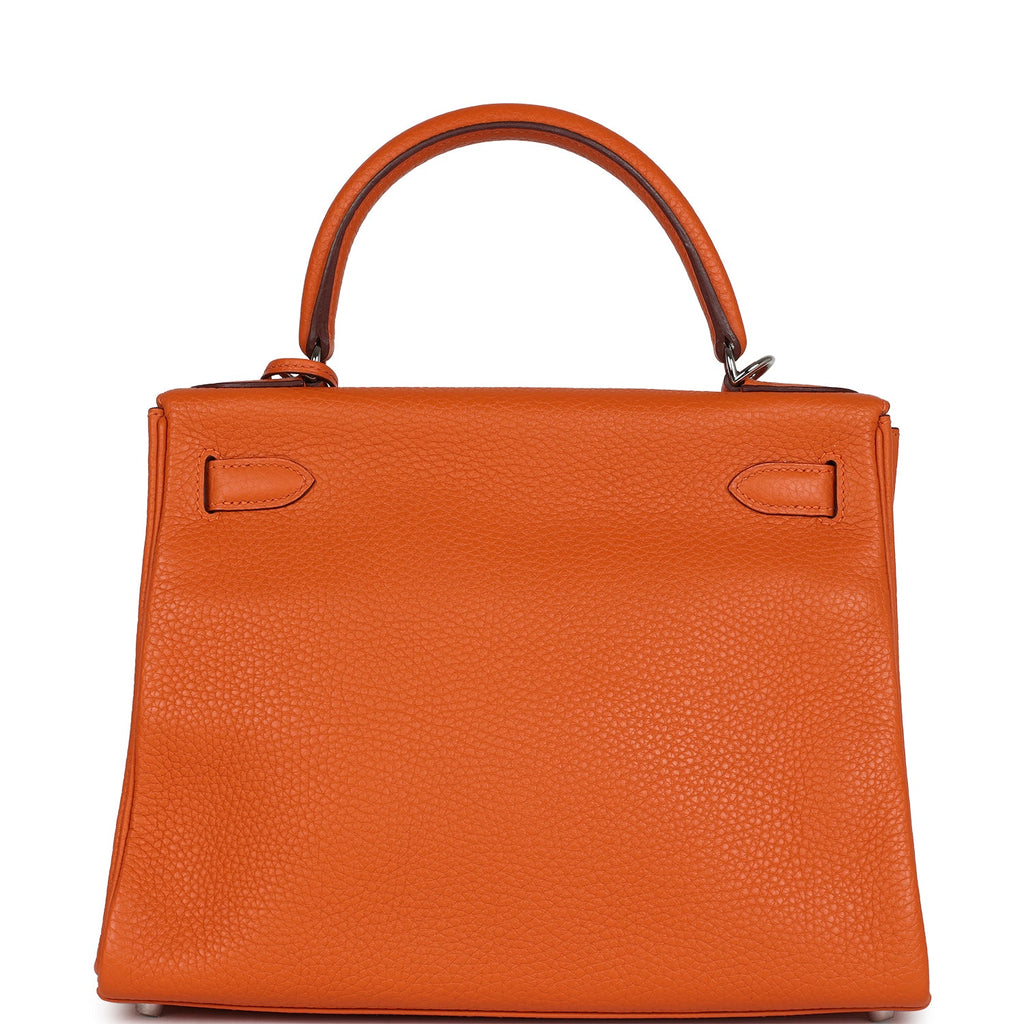 Hermes Special Order (HSS) Kelly Retourne 28 Orange Togo Palladium Hardware - Exclusu