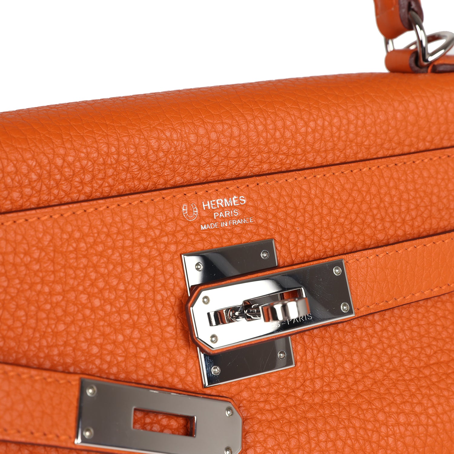 Hermes Special Order (HSS) Kelly Retourne 28 Orange Togo Palladium Hardware - Exclusu