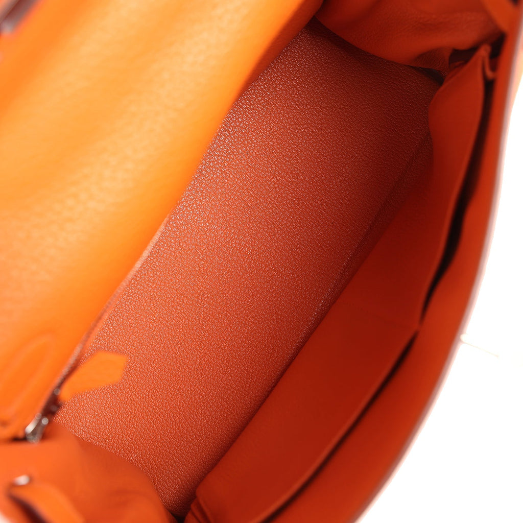 Hermes Special Order (HSS) Kelly Retourne 28 Orange Togo Palladium Hardware - Exclusu