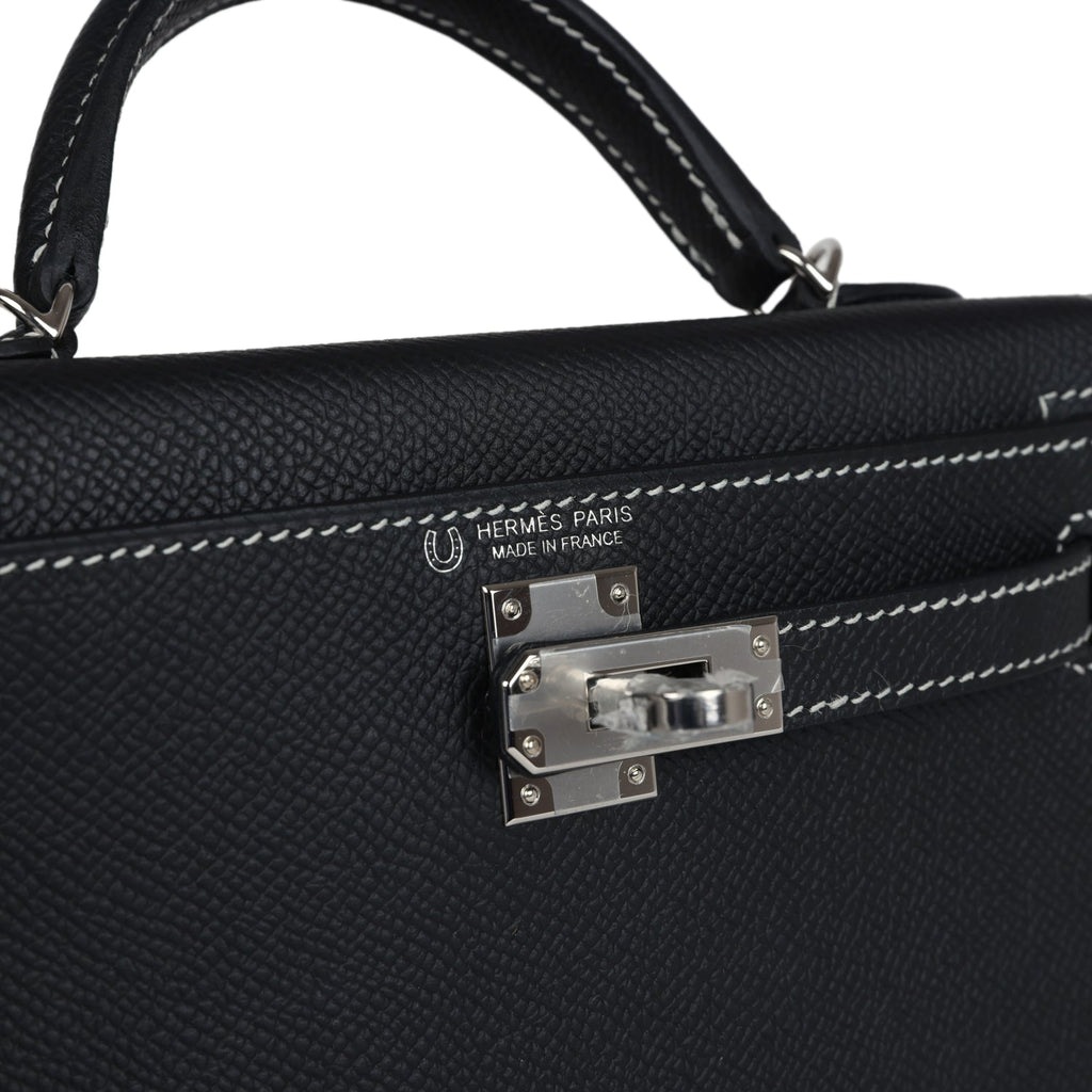 Hermes Special Order (HSS) Kelly Sellier 20 Black Verso Epsom Palladium Hardware - Exclusu