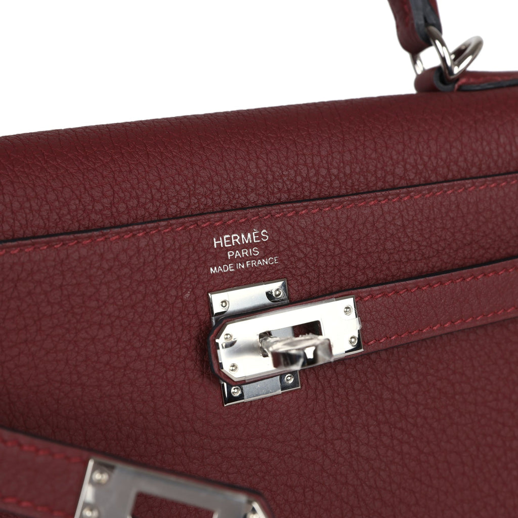 Hermes Kelly Retourne 25 Rouge H Togo Palladium Hardware - Exclusu