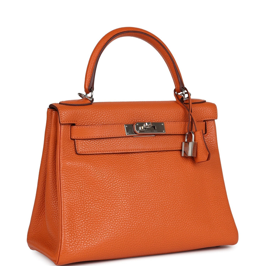 Hermes Kelly Retourne 28 Orange Togo Palladium Hardware - Exclusu