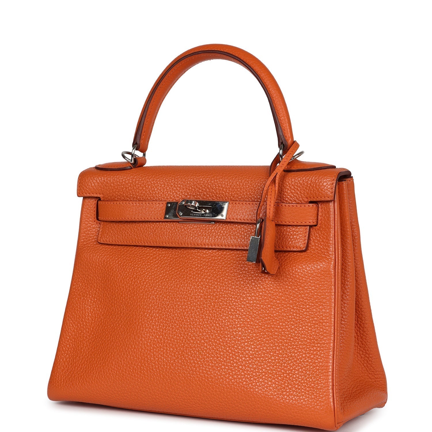 Hermes Kelly Retourne 28 Orange Togo Palladium Hardware - Exclusu