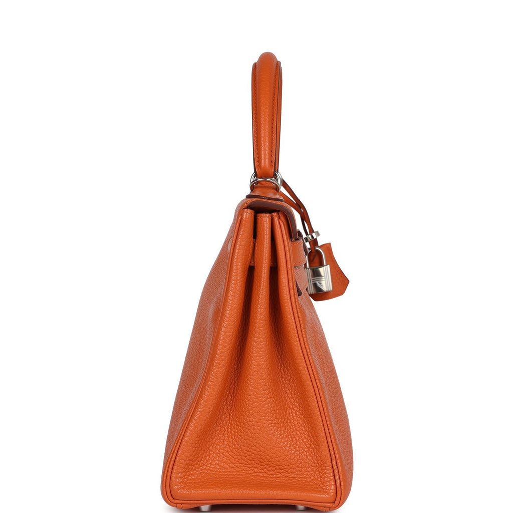 Hermes Kelly Retourne 28 Orange Togo Palladium Hardware - Exclusu
