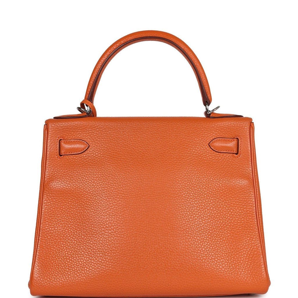 Hermes Kelly Retourne 28 Orange Togo Palladium Hardware - Exclusu