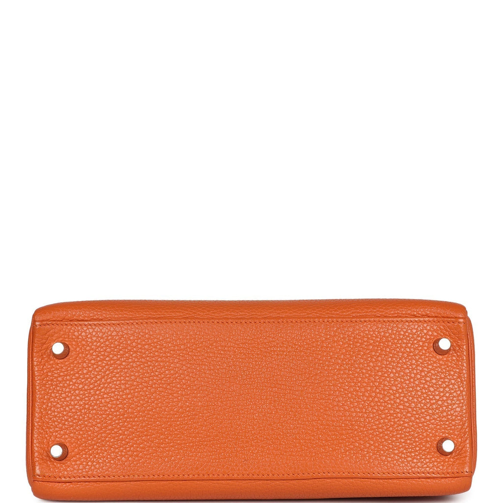 Hermes Kelly Retourne 28 Orange Togo Palladium Hardware - Exclusu