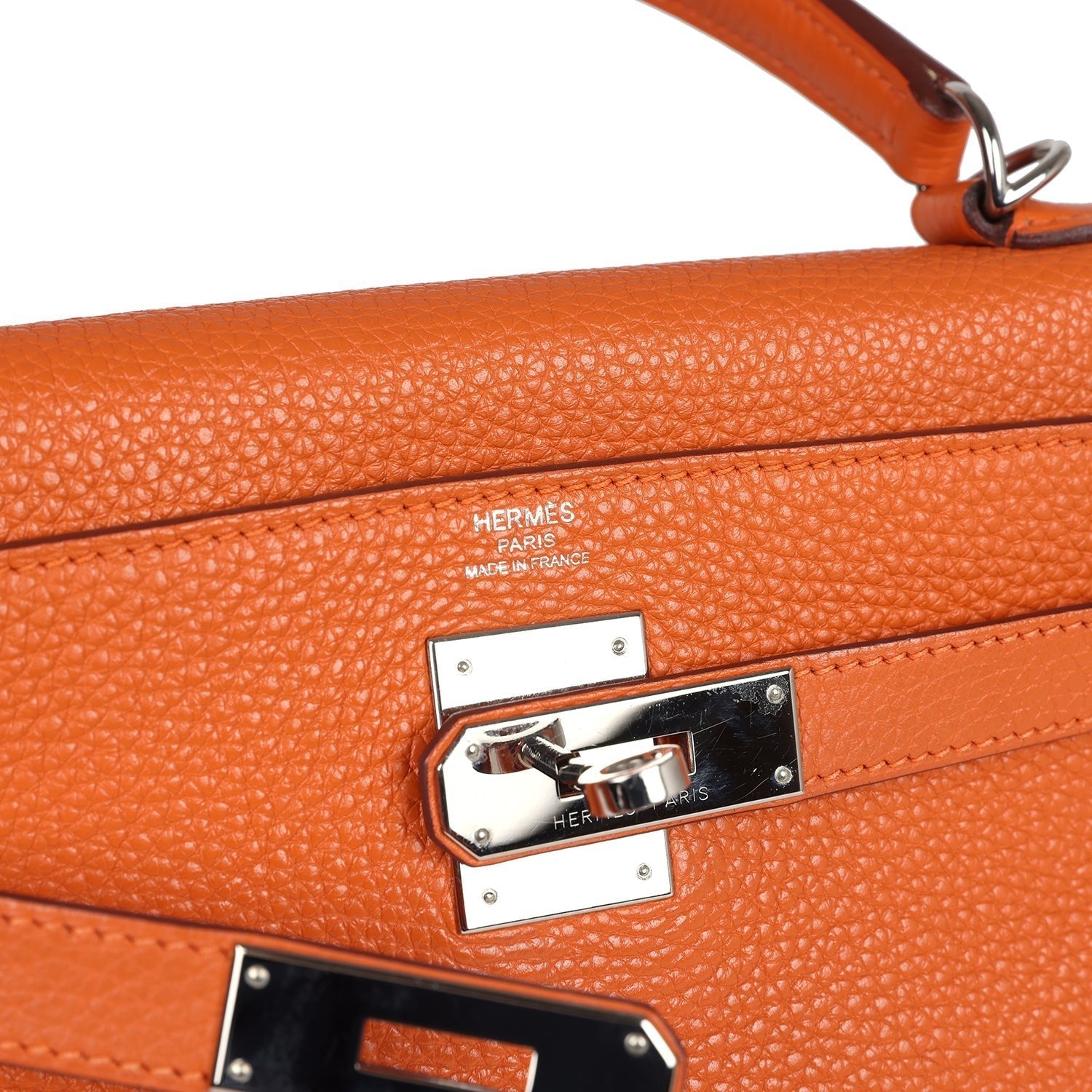 Hermes Kelly Retourne 28 Orange Togo Palladium Hardware - Exclusu
