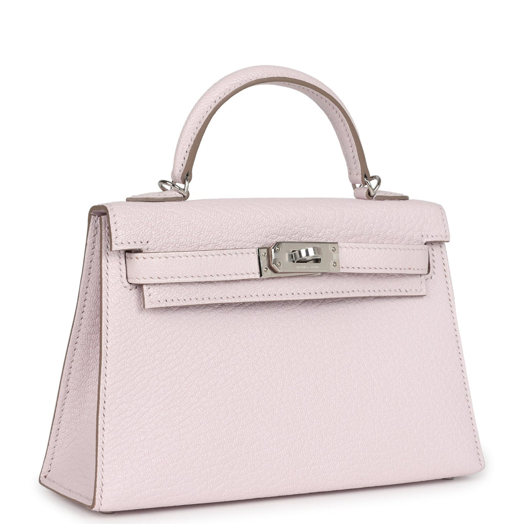 Hermes Kelly Sellier 20 Mauve Pale Chevre Palladium Hardware - Exclusu
