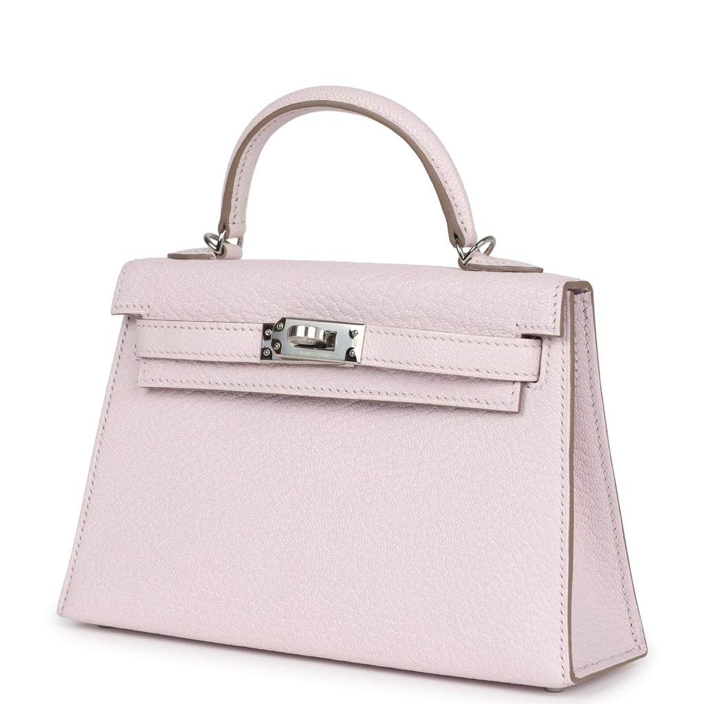Hermes Kelly Sellier 20 Mauve Pale Chevre Palladium Hardware - Exclusu