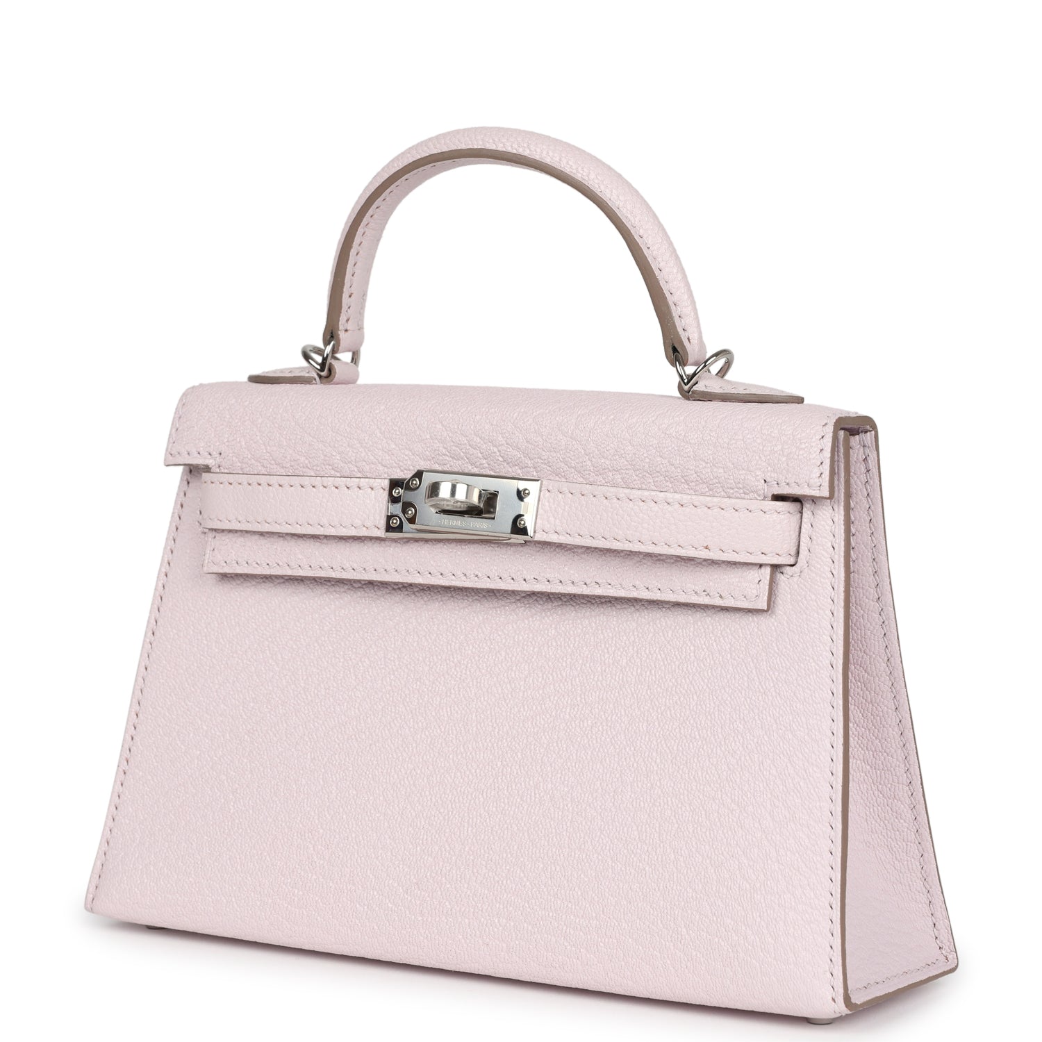 Hermes Kelly Sellier 20 Mauve Pale Chevre Palladium Hardware - Exclusu