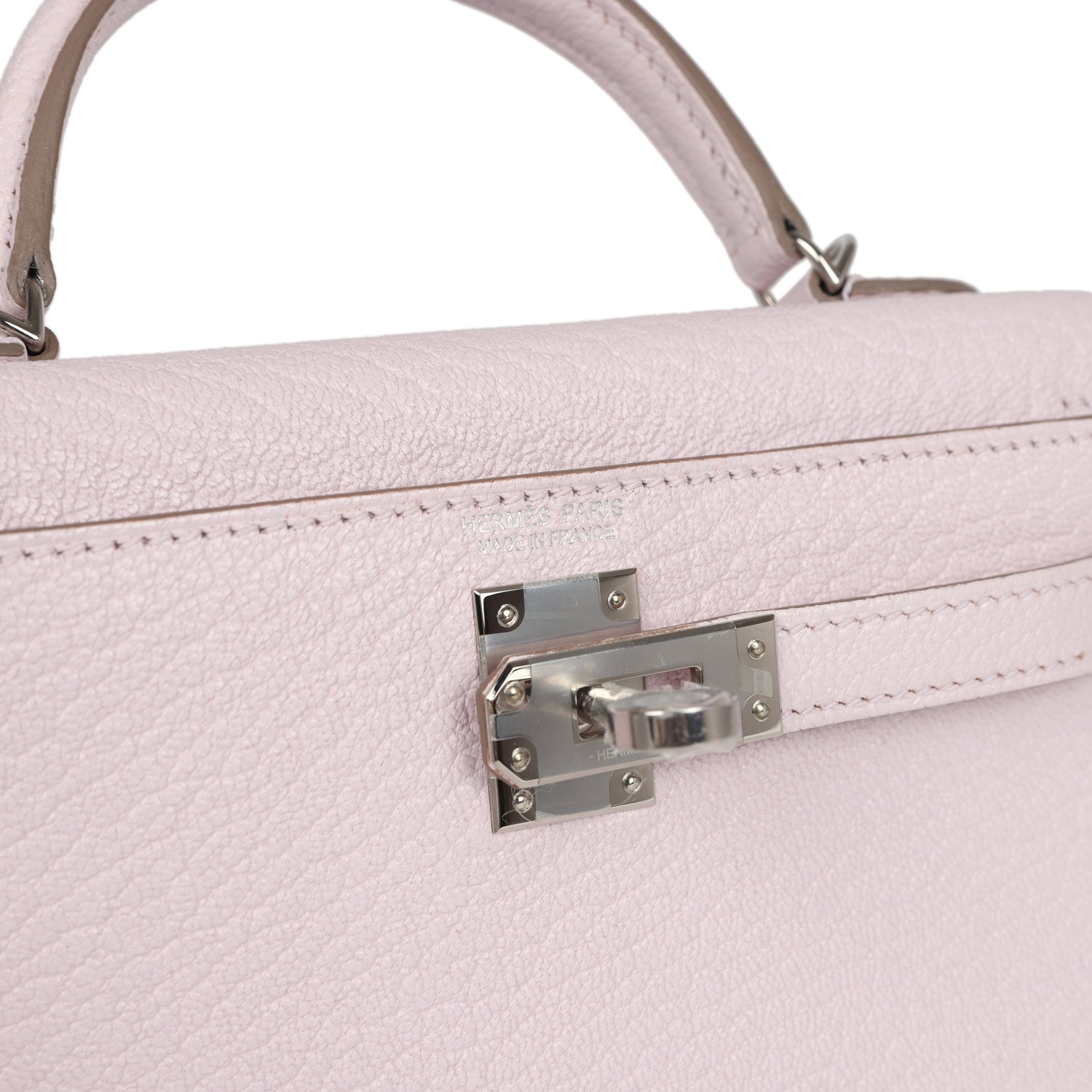 Hermes Kelly Sellier 20 Mauve Pale Chevre Palladium Hardware - Exclusu
