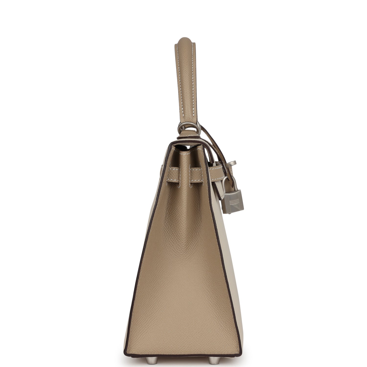 Hermes Special Order (HSS) Kelly Sellier 25 Craie and Trench Epsom Brushed Palladium Hardware - Exclusu