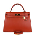 Hermes Kelly Sellier 32 Terre Battue Tadelakt Gold Hardware - Exclusu