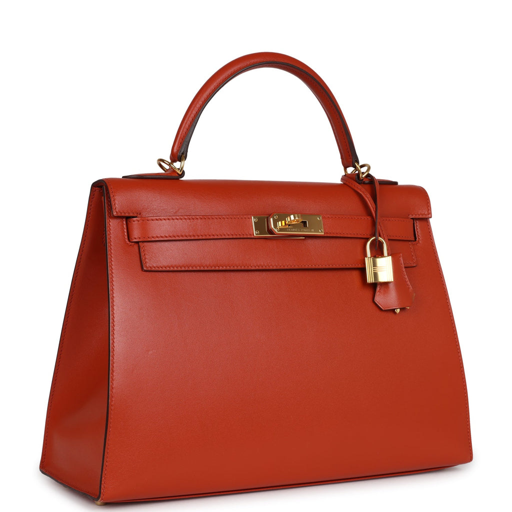 Hermes Kelly Sellier 32 Terre Battue Tadelakt Gold Hardware - Exclusu