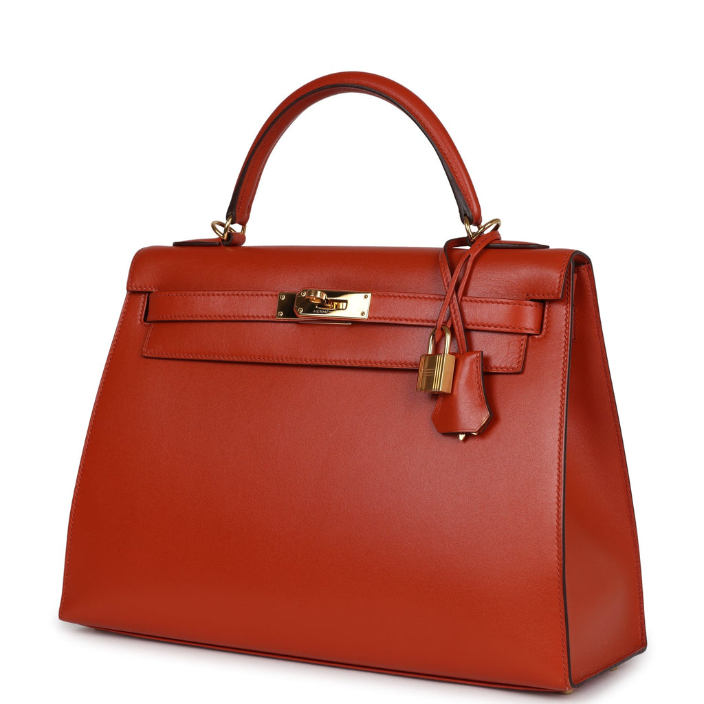 Hermes Kelly Sellier 32 Terre Battue Tadelakt Gold Hardware - Exclusu