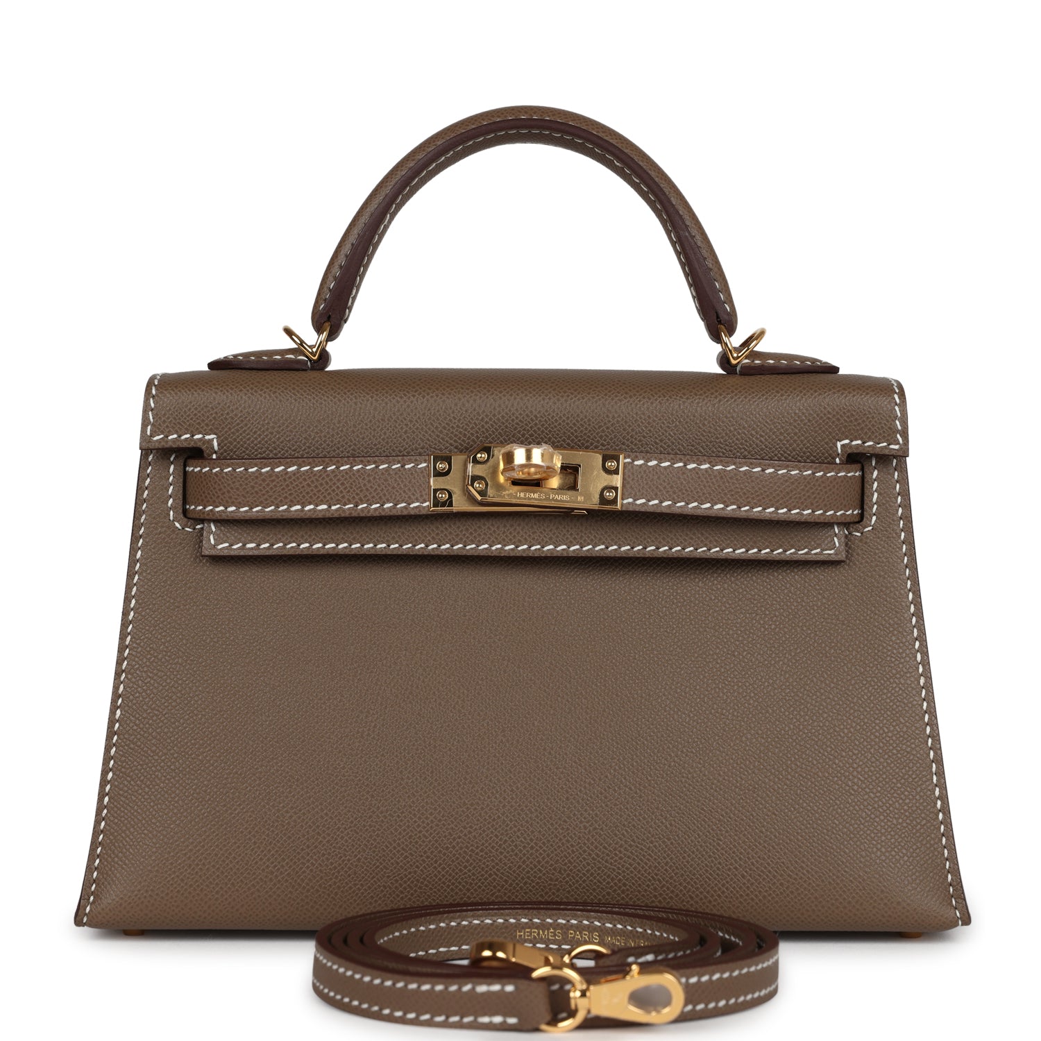 Hermes Kelly Sellier 20 Etoupe Madame Gold Hardware - Exclusu