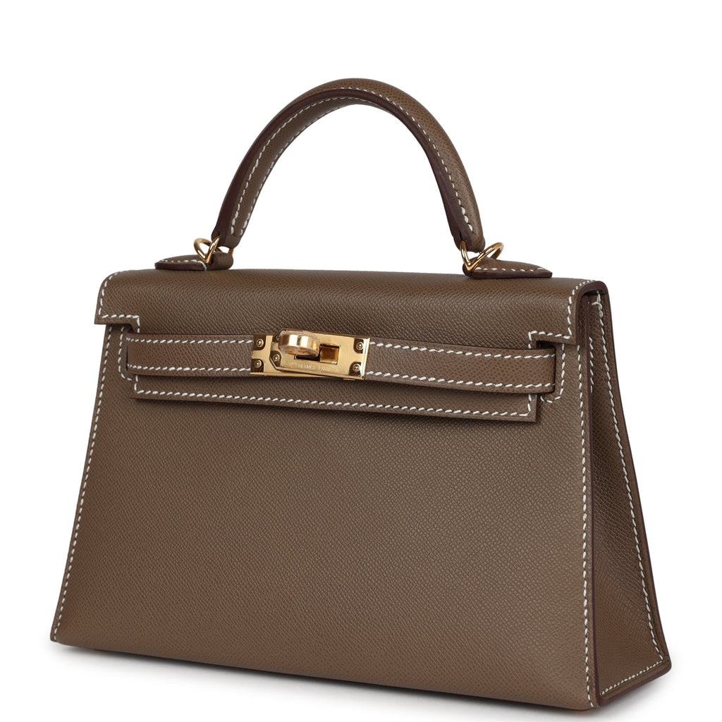 Hermes Kelly Sellier 20 Etoupe Madame Gold Hardware - Exclusu