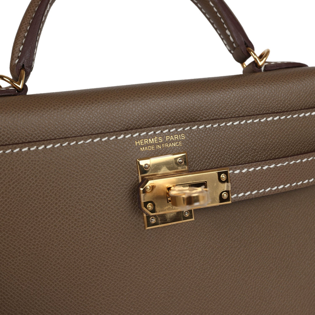 Hermes Kelly Sellier 20 Etoupe Madame Gold Hardware - Exclusu