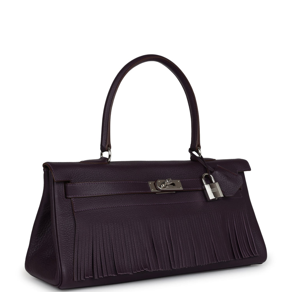 Hermes Fringe Shoulder Kelly 42 JPG Raisin Clemence Palladium Hardware - Exclusu