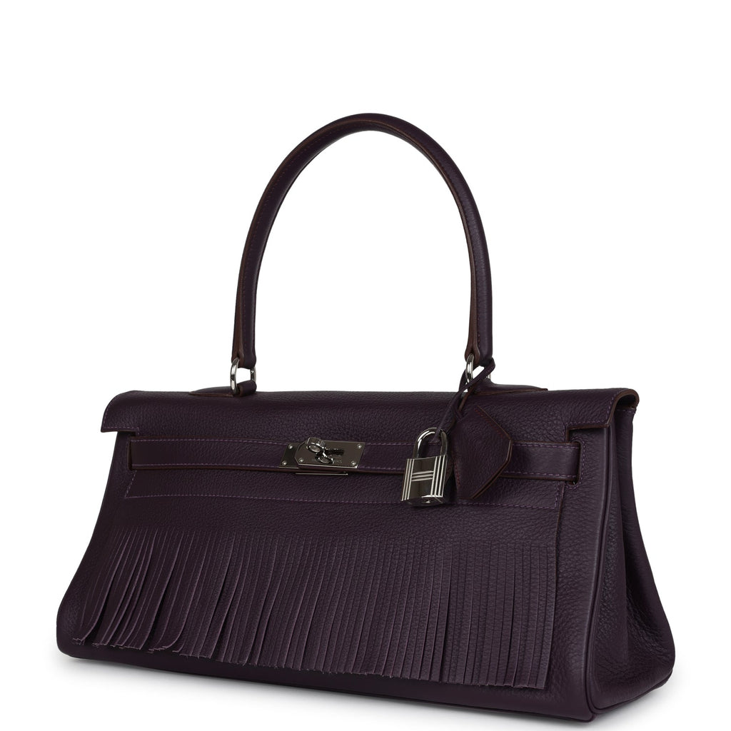Hermes Fringe Shoulder Kelly 42 JPG Raisin Clemence Palladium Hardware - Exclusu