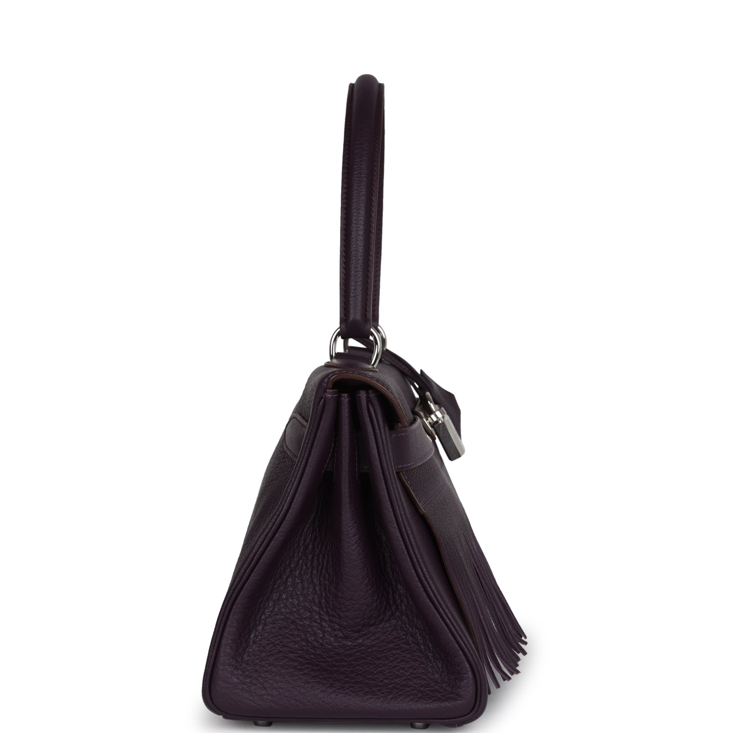 Hermes Fringe Shoulder Kelly 42 JPG Raisin Clemence Palladium Hardware - Exclusu