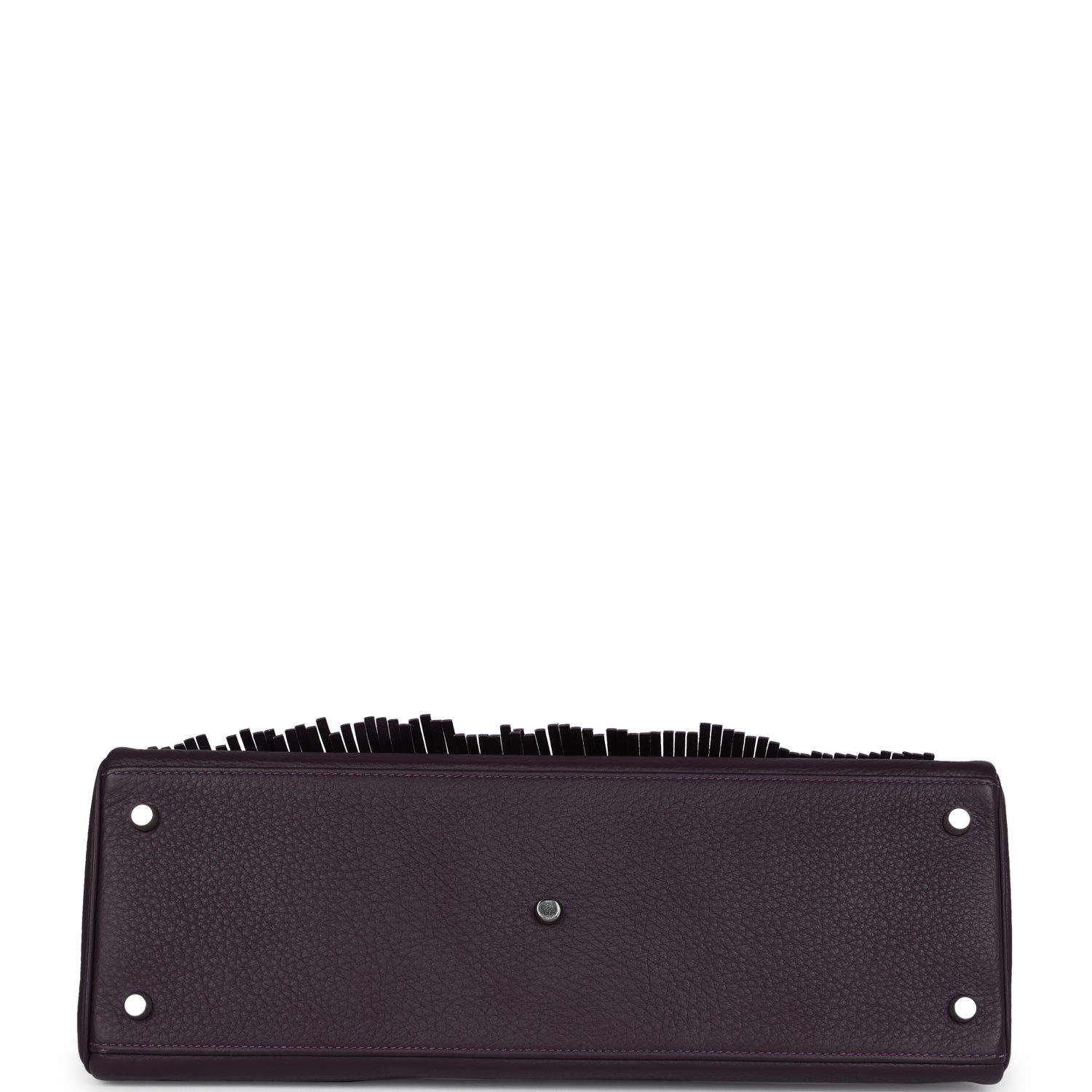 Hermes Fringe Shoulder Kelly 42 JPG Raisin Clemence Palladium Hardware - Exclusu