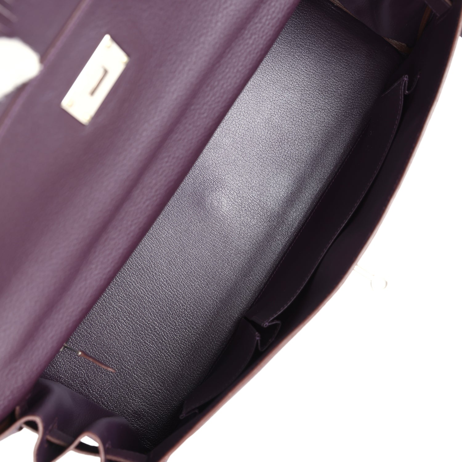 Hermes Fringe Shoulder Kelly 42 JPG Raisin Clemence Palladium Hardware - Exclusu