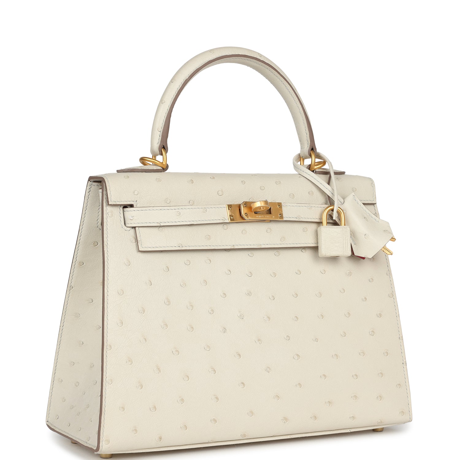 Hermes Special Order (HSS) Kelly Sellier 25 Beton Ostrich Verso Brushed Gold Hardware - Exclusu