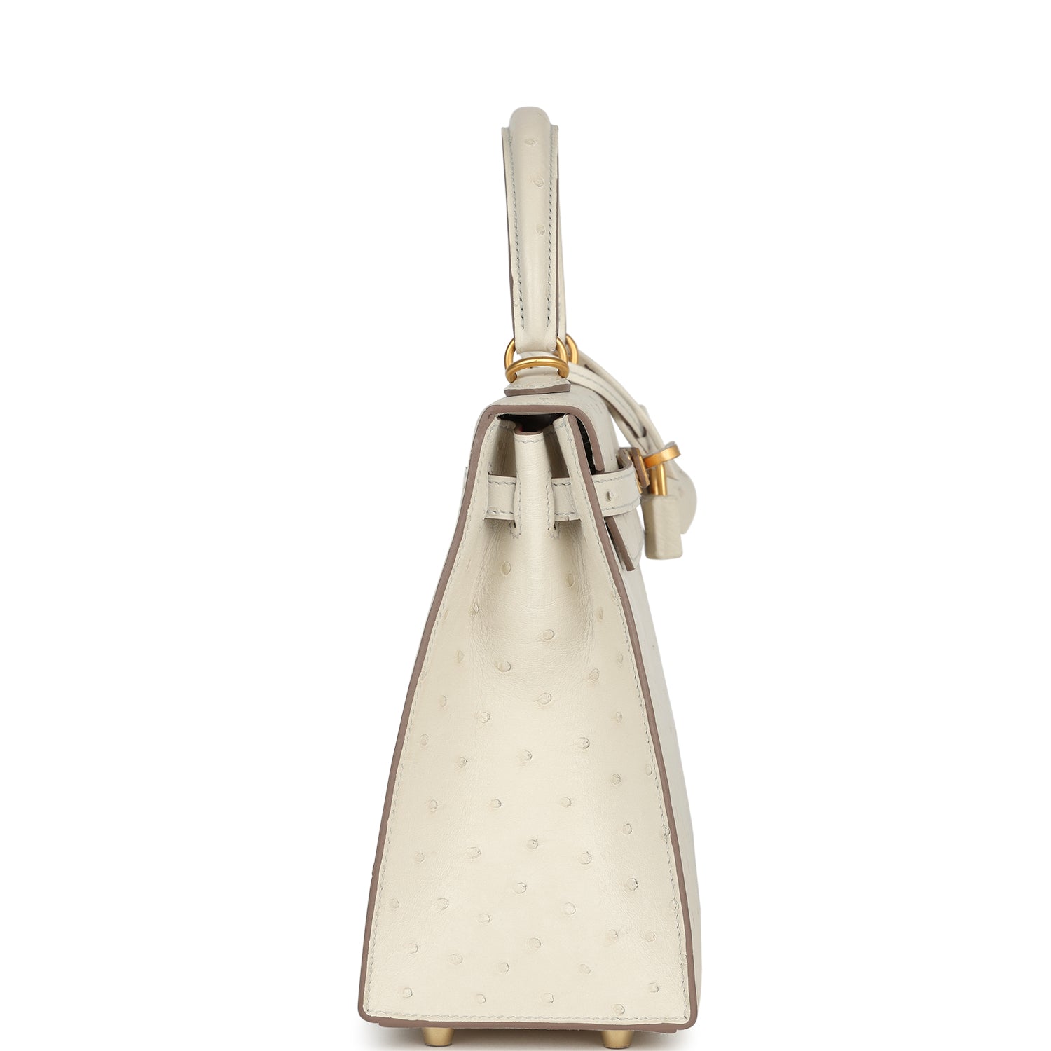 Hermes Special Order (HSS) Kelly Sellier 25 Beton Ostrich Verso Brushed Gold Hardware - Exclusu