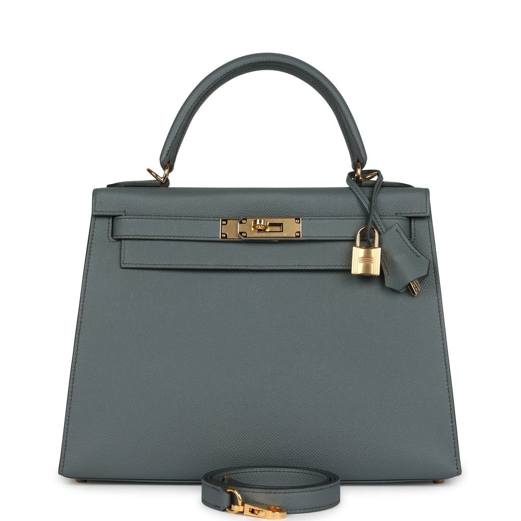 Hermes Kelly Sellier 28 Vert Amande Epsom Gold Hardware - Exclusu