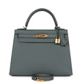 Hermes Kelly Sellier 28 Vert Amande Epsom Gold Hardware - Exclusu