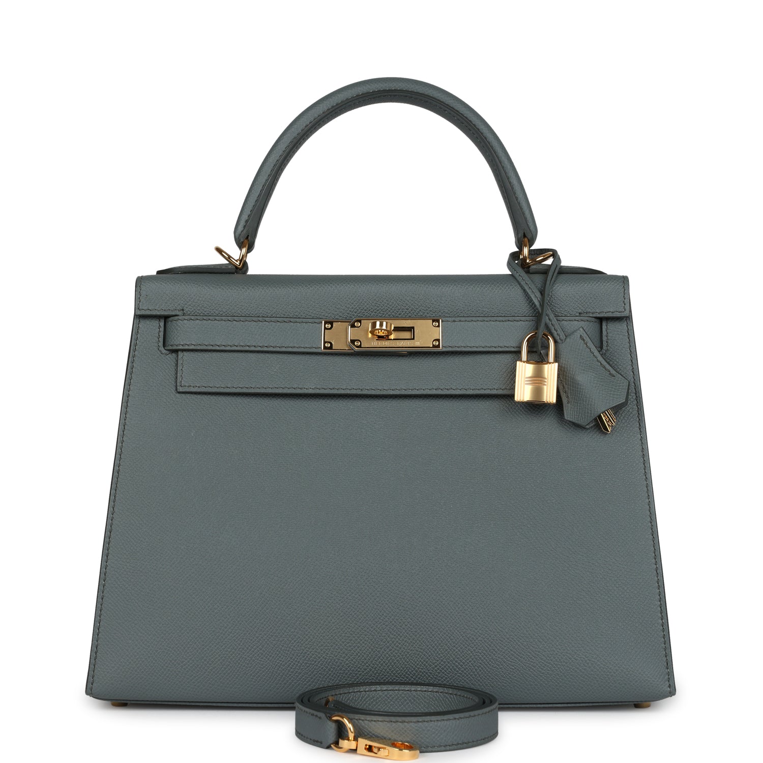 Hermes Kelly Sellier 28 Vert Amande Epsom Gold Hardware - Exclusu