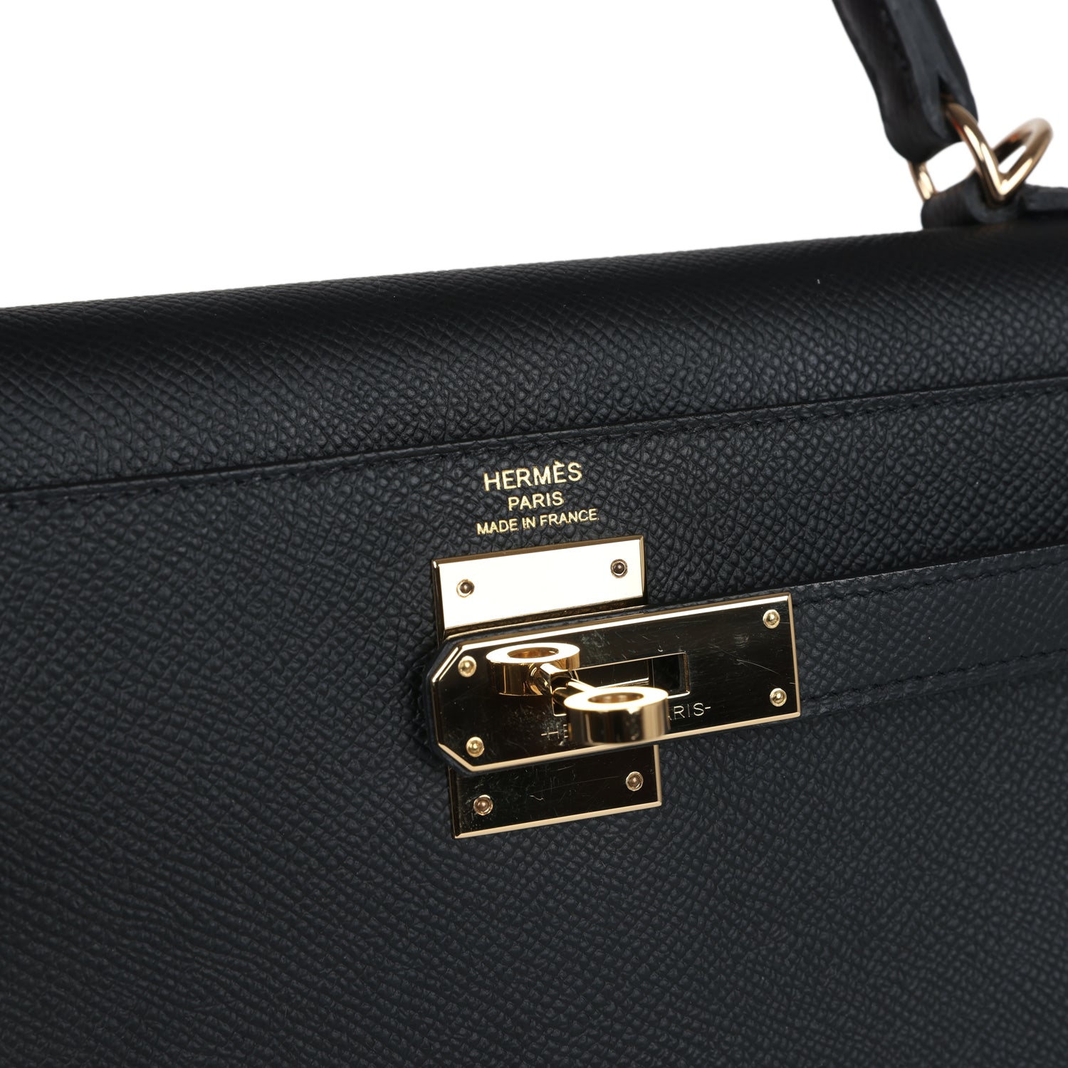 Hermes Kelly Sellier 28 Black Epsom Permabrass Hardware - Exclusu